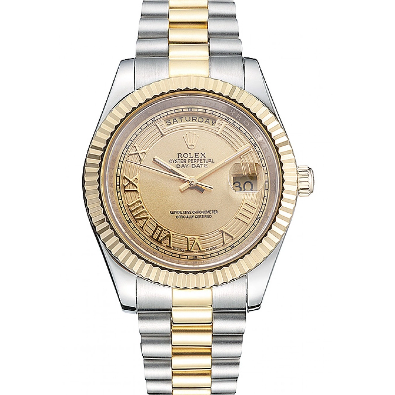 Tone Rolex 18k Two Steel Day-Date Gold Gold Plated Stainless Dial 0614